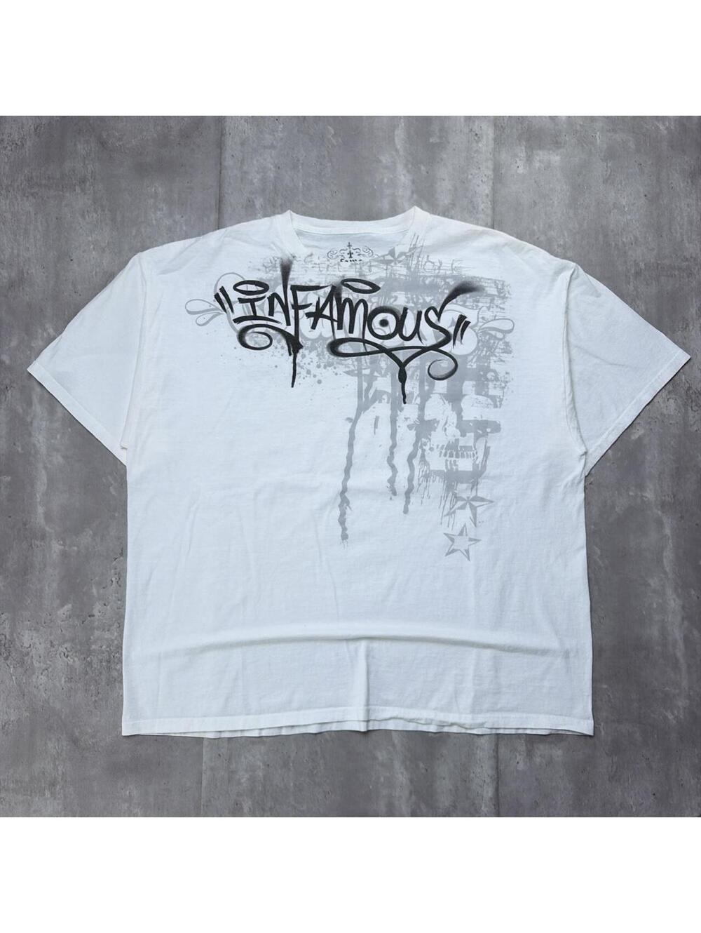 Y2K White Infamous Grunge Gothic Skater T-Shirt